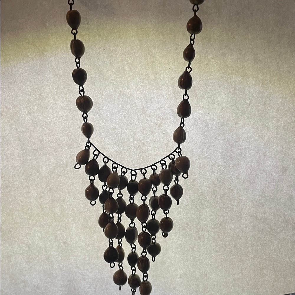 Elegant Brown Tan SEEDS Brazilian Beaded Necklace